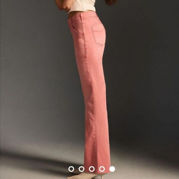 Pilcro Low Rise Utility Demilune Boot Cut Stretchy Pants Rose Women's Size 34 - Picture 6 of 14